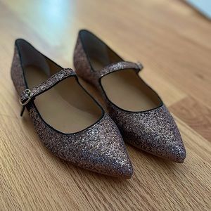 J.Crew rose gold glitter Mary Janes